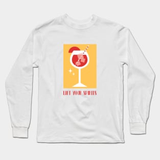 Lift your spirits, Aperol Spritz, Cocktail art, Retro print, Alcohol Long Sleeve T-Shirt